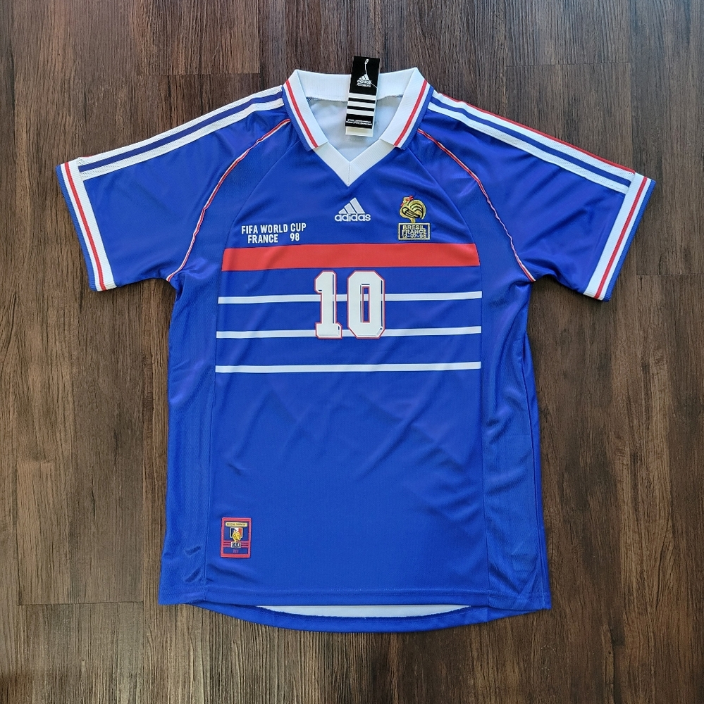 Zinedine Zidane France World Cup 1998 Final New Men's Blue Soccer Jersey
